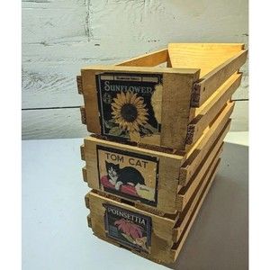 Lot of 3 NAPA VALLEY BOX CO 12 Cassette Tape Wood Wooden Crates Racks Logos